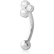 SURGICAL STEEL JEWELLED FANCY CURVED MICRO BARBELL PIERCING