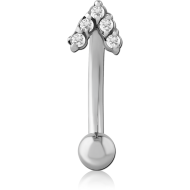 SURGICAL STEEL JEWELLED FANCY CURVED MICRO BARBELL PIERCING