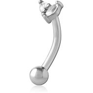 SURGICAL STEEL JEWELLED FANCY CURVED MICRO BARBELL PIERCING