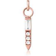 ROSE GOLD PVD COATED SURGICAL STEEL JEWELLED CHARM
