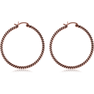 ROSE GOLD PVD COATED SURGICAL STEEL TWISTED WIRE EARRINGS