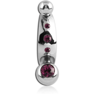 SURGICAL STEEL INTIMATE SHIELD AND JEWELLED MINI NAVEL BANANA PIERCING