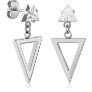 SURGICAL STEEL JEWELLED CHAIN EAR STUDS PAIR