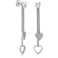 SURGICAL STEEL JEWELLED CHAIN EAR STUDS PAIR