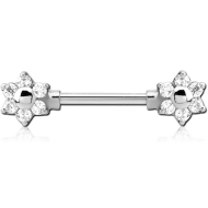 SURGICAL STEEL JEWELLED ATTACHMENT FOR NIPPLE BAR - FLOWER PIERCING