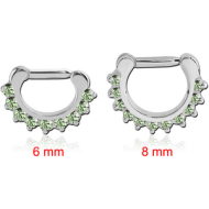SURGICAL STEEL ROUND PRONG SET SWAROVSKI CRYSTAL JEWELLED HINGED SEPTUM CLICKER RING PIERCING