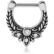 SURGICAL STEEL JEWELLED HINGED SEPTUM CLICKER - FILIGREE PIERCING