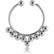 SURGICAL STEEL FAKE SEPTUM RING - 9 BALLS PIERCING