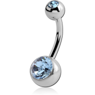 TITANIUM DOUBLE VALUE JEWELLED NAVEL BANANA PIERCING