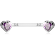 BIOFLEX PUSH FIT JEWELLED NIPPLE BARBELL - HEARTS PIERCING