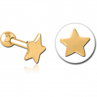 GOLD PVD COATED SURGICAL STEEL TRAGUS MICRO BARBELL - STAR PIERCING