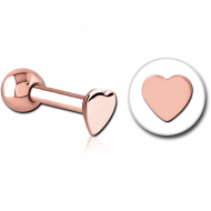 ROSE GOLD PVD COATED SURGICAL STEEL HEART TRAGUS MICRO BARBELL PIERCING