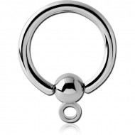 SURGICAL STEEL BALL CLOSURE RING WITH HOOP PIERCING