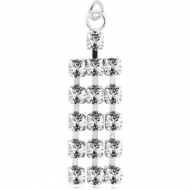 RHODIUM PLATED BRASS MULTI JEWELED DANGLING CHARM