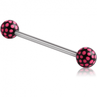SURGICAL STEEL BARBELL WITH ACRYLIC MULTI DOT PRINTED BALL PIERCING