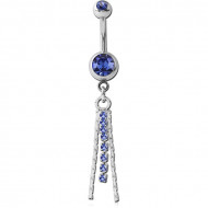 SURGICAL STEEL DOUBLE JEWELLED NAVEL BANANA WITH CHARM PIERCING