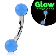SURGICAL STEEL CURVED BARBELL WITH GLOW IN THE DARK BALL PIERCING