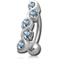 SILVER JEWELED REVERSE NAVEL BANANA PIERCING