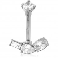 SURGICAL STEEL JEWELED NAVEL BANANA PIERCING