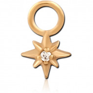 GOLD PVD 18K COATED SURGICAL STEEL JEWELED CHARM