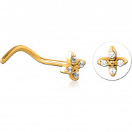 GOLD PVD 18K COATED SURGICAL STEEL JEWELED NOSE STUDS PIERCING