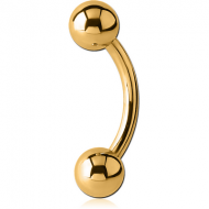 GOLD PVD COATED SURGICAL STEEL CURVED BARBELL PIERCING
