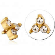 GOLD PVD COATED SURGICAL STEEL JEWELED MICRO ATTACHMENT FOR 1.2MM INTERNALLY THREADED PINS PIERCING