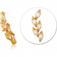 GOLD PVD COATED SURGICAL STEEL JEWELED MICRO ATTACHMENT FOR 1.2MM INTERNALLY THREADED PINS PIERCING