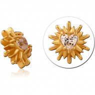 GOLD PVD COATED SURGICAL STEEL JEWELED MICRO ATTACHMENT FOR 1.2MM INTERNALLY THREADED PINS PIERCING