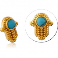 GOLD PVD COATED SURGICAL STEEL JEWELED MICRO ATTACHMENT FOR 1.2MM INTERNALLY THREADED PINS PIERCING