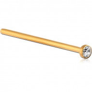 GOLD PVD COATED SURGICAL STEEL STRAIGHT JEWELLED NOSE STUDS PP9 EMPTY PART PIERCING