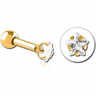 GOLD PVD COATED SURGICAL STEEL STAR PRONG SET JEWELLED TRAGUS MICRO BARBELL FOR RHONA SUTTON PIERCING