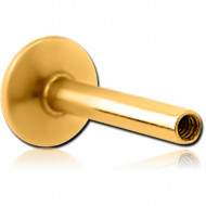 GOLD PVD COATED TITANIUM INTERNALLY THREADED MICRO LABRET PIN FOR 0.9 MM THREAD