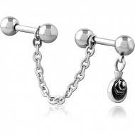 SURGICAL STEEL INDUSTRIAL BARBELL CHARM PIERCING