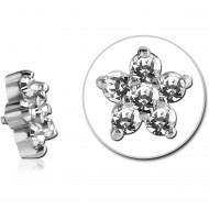 SURGICAL STEEL JEWELLED ATTACHMENT FOR 1.6MM INTERNALLY THREADED PINS - FLOWER PIERCING