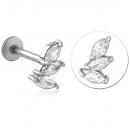 SURGICAL STEEL INTERNALLY THREADED JEWELED MICRO LABRET PIERCING