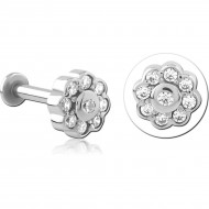 SURGICAL STEEL INTERNALLY THREADED JEWELED MICRO LABRET PIERCING