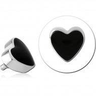 SURGICAL STEEL MICRO ATTACHMENT WITH ENAMEL FOR 1.2MM INTERNALLY THREADED PINS - HEART PIERCING