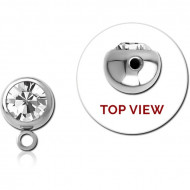 SURGICAL STEEL SIDE THREADED SWAROVSKI CRYSTAL JEWELLED BALL WITH HOOP PIERCING