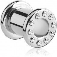 STAINLESS STEEL JEWELLED ROUND-EDGE THREADED TUNNEL PIERCING