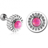 SURGICAL STEEL OPAL JEWELEDTRAGUS BARBELL PIERCING