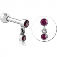 SURGICAL STEEL JEWELLED TRAGUS MICRO BARBELL PIERCING