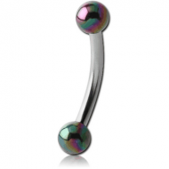 SURGICAL STEEL CURVED MICRO BARBELL WITH AB COATED UV ACRYLIC BALLS PIERCING