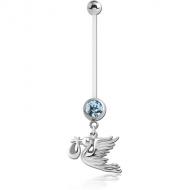 PTFE PREGNANCY NAVEL BANANA WITH STORK CARRYING BABY DANGLING CHARM
