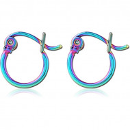 RAINBOW PVD COATED SURGICAL STEEL WIRE HOOP EARRINGS - ROUND