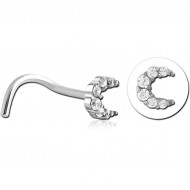 SURGICAL STEEL CURVED JEWELED NOSE STUD PIERCING