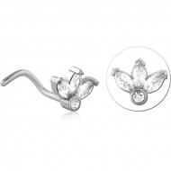 SURGICAL STEEL CURVED JEWELED NOSE STUD PIERCING