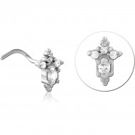 SURGICAL STEEL CURVED JEWELED NOSE STUD PIERCING