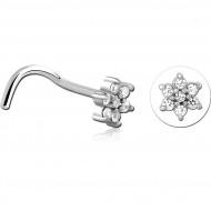 SURGICAL STEEL CURVED JEWELED NOSE STUD PIERCING