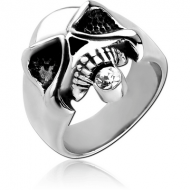 SURGICAL STEEL JEWELLED RING - SKULL